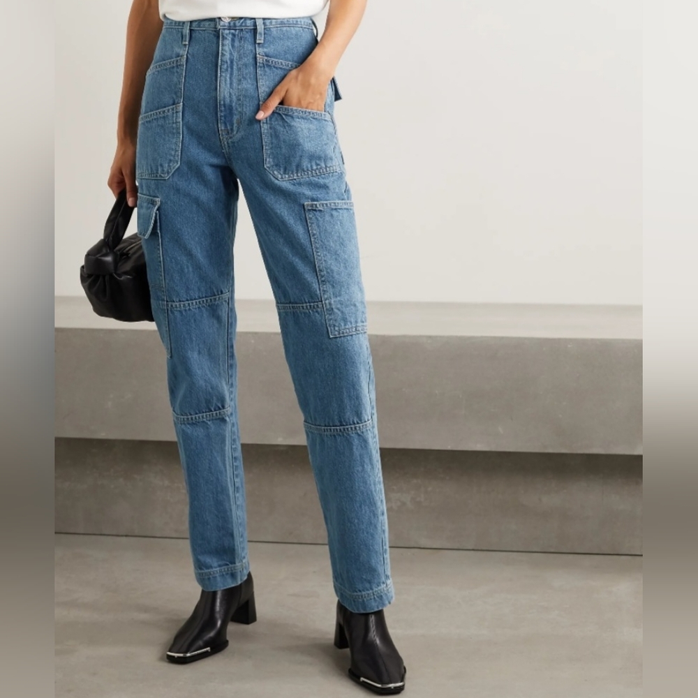 SLVRLAKE - Savior Denim Jeans Size 27 Blue Medium Wash Cargo Pants Retail $329 - Picture 2 of 16